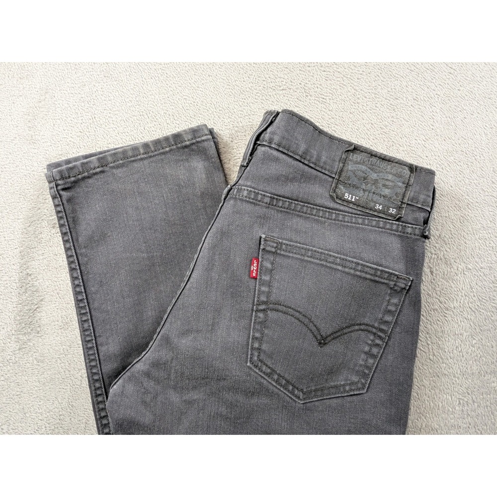 Levis 511 Slim Fit Gray Denim Jeans Mens 34x32 Gray Wash 04511-1390